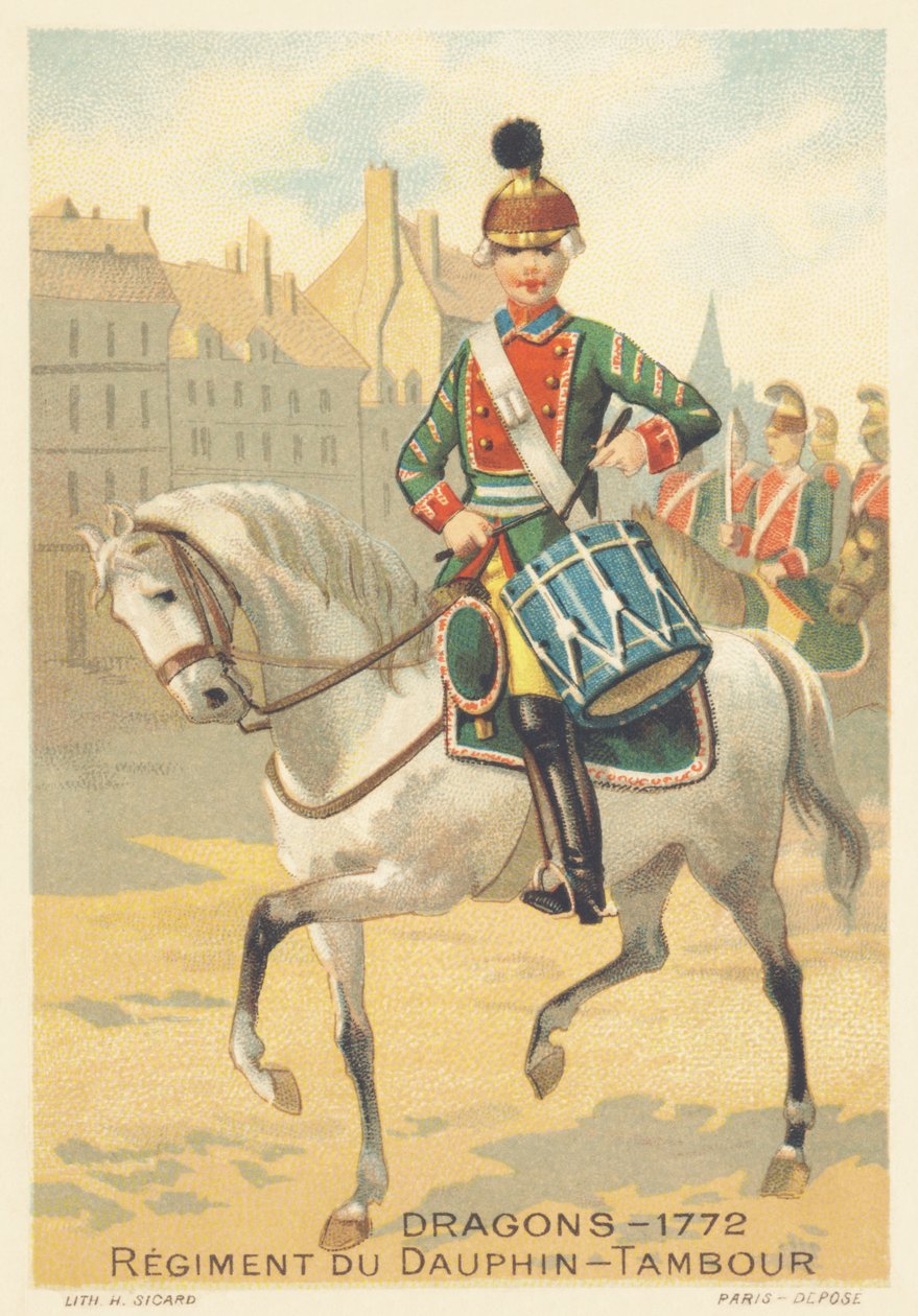 Drachen, Regiment du Dauphin, Drambour im Jahr 1772 von French School