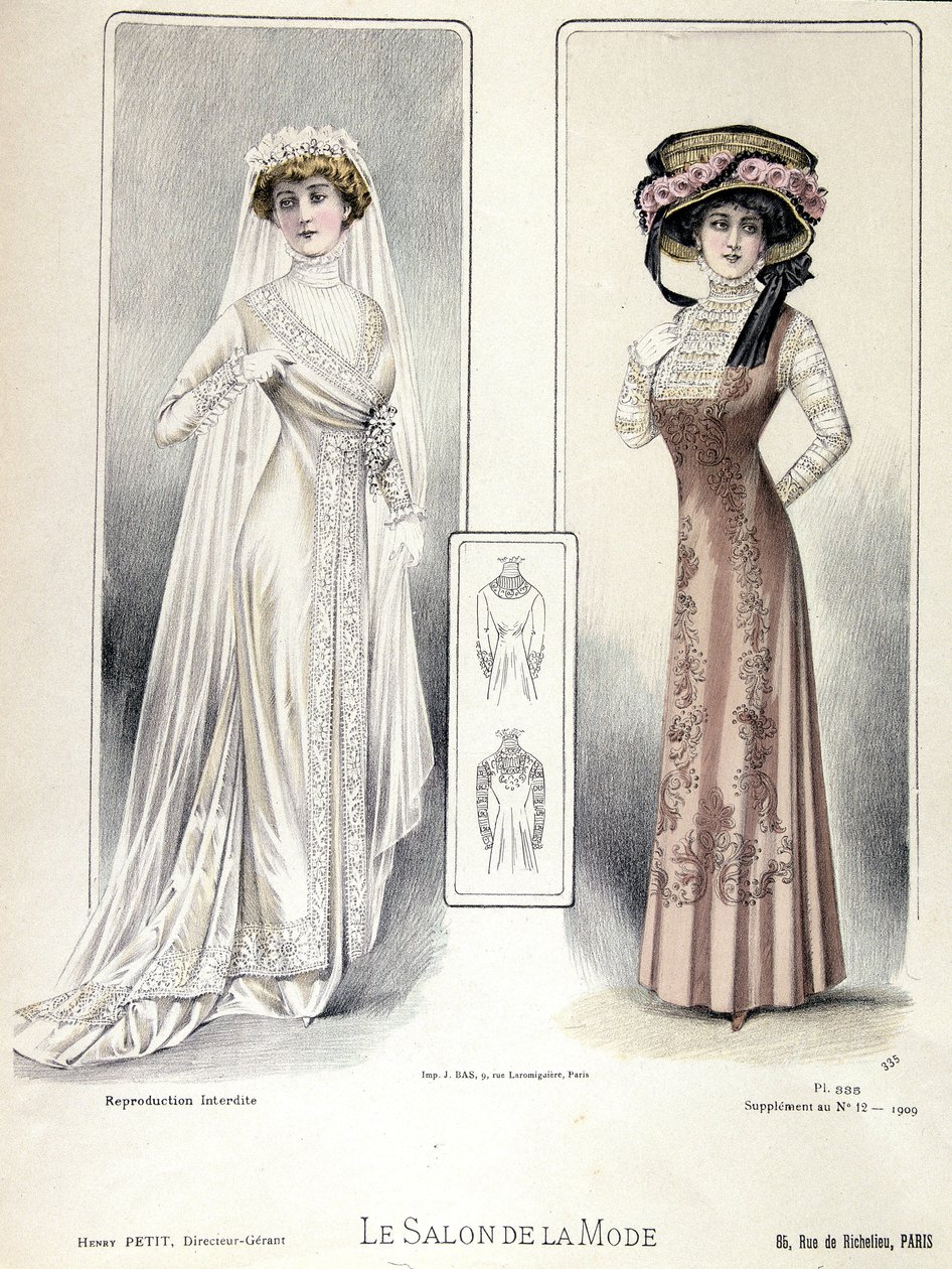 Modenschau am 20.03.1909: Hochzeitskleid von French School