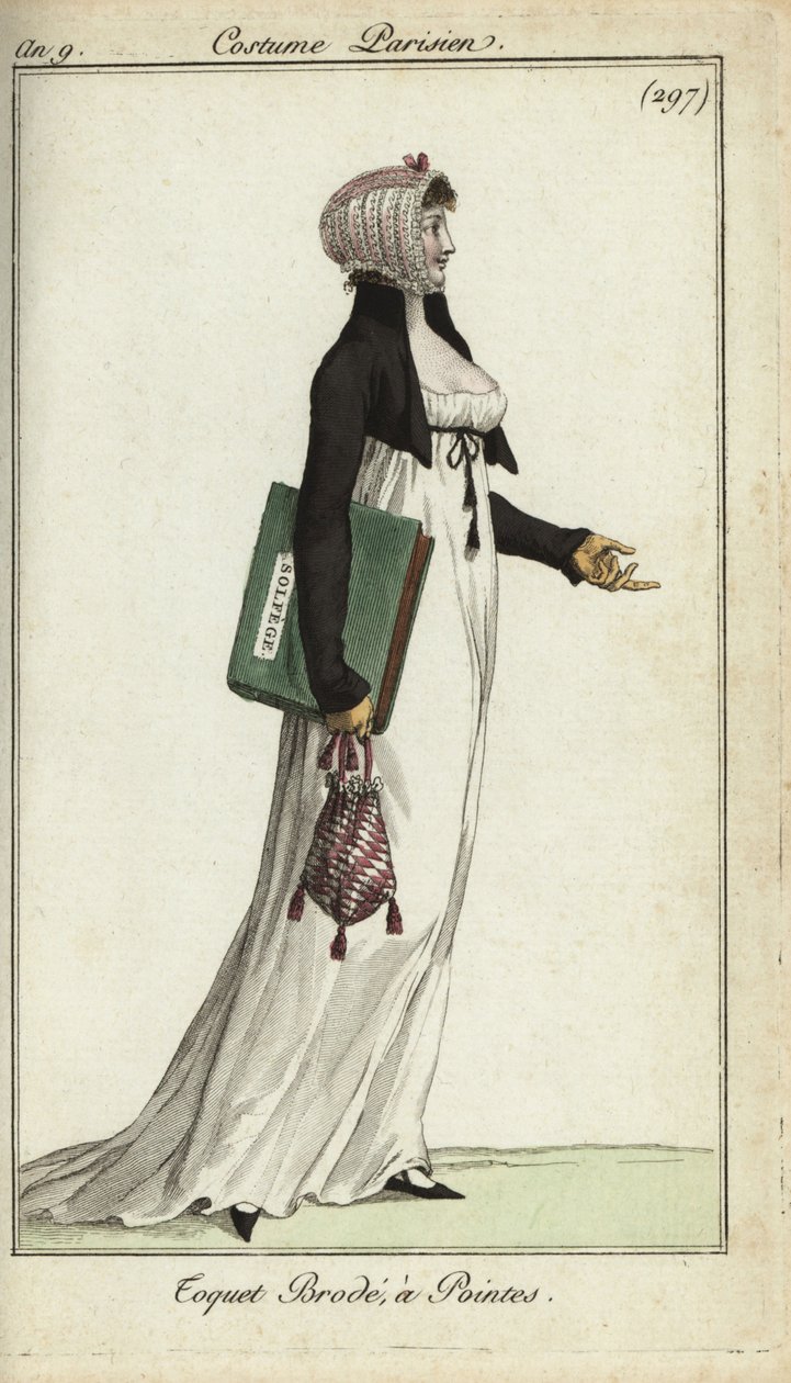 Modische Frau mit bestickter Toque-Mütze von French School