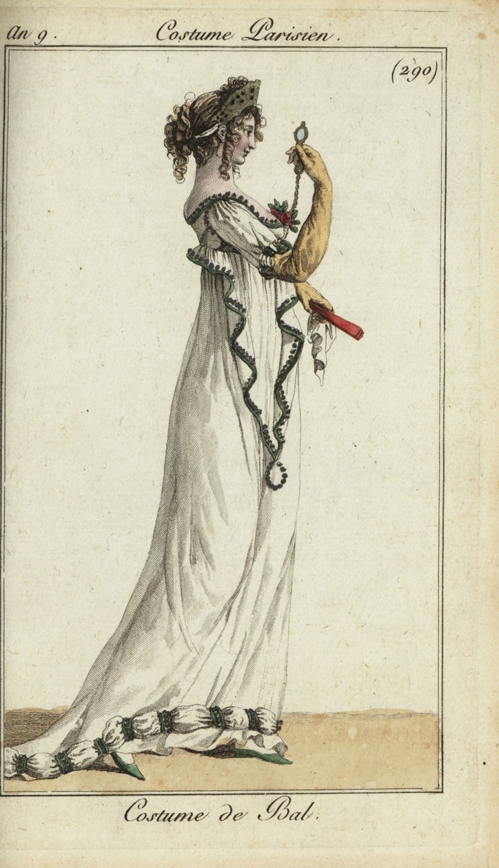 Modische Frau im Ballkleid mit Tiara von French School