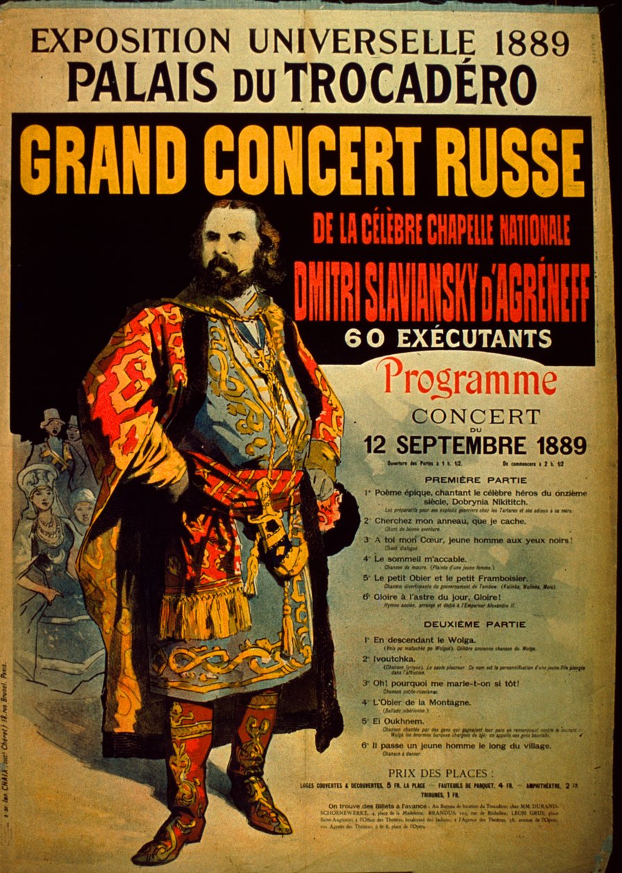 Grand Concert Russe Programm, 1889 von French School