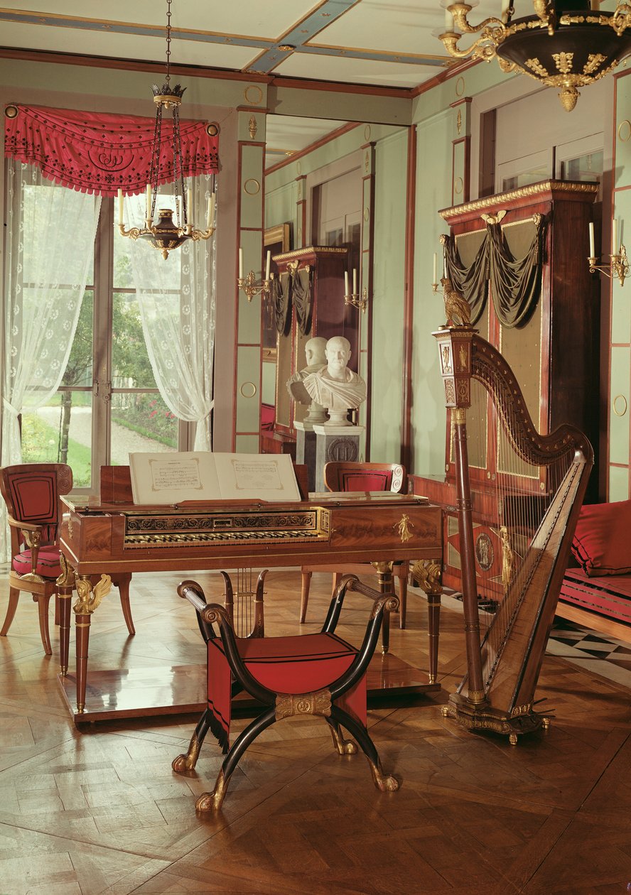 Innenraum des Musikzimmers von Kaiserin Josephine von French School