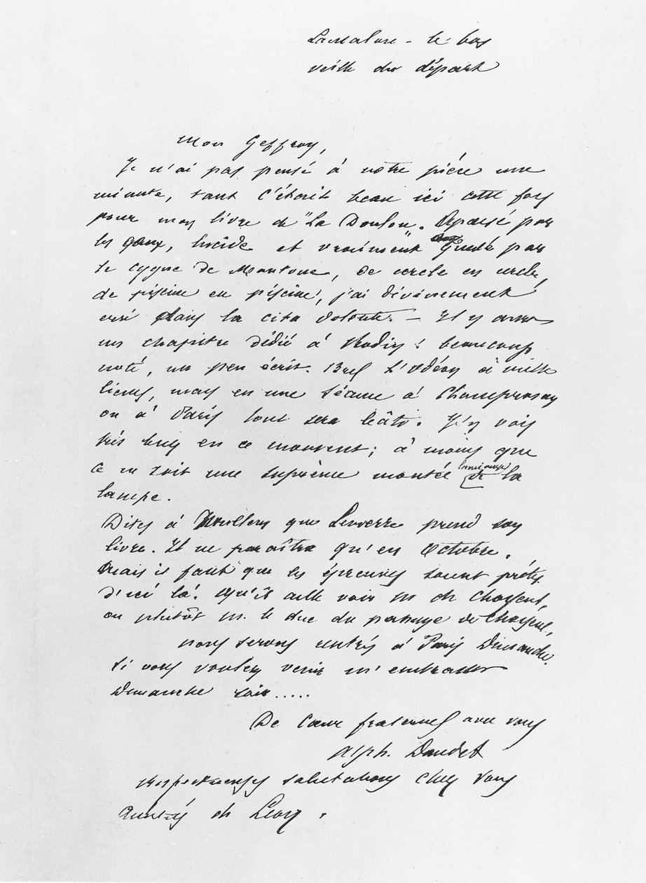Brief von Alphonse Daudet von French School