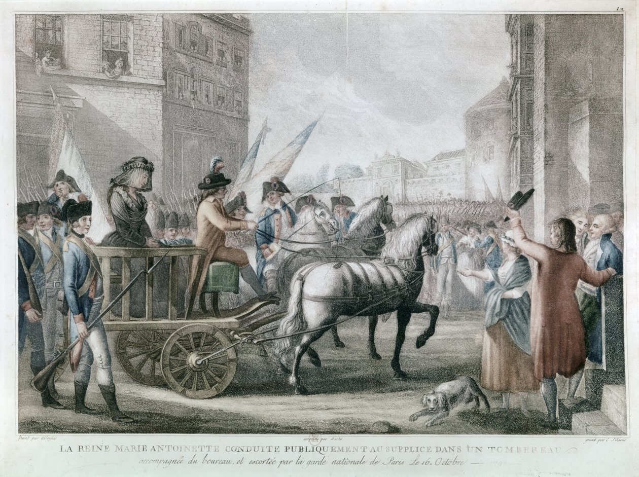 Marie-Antoinette wird zur Guillotine geführt, 16. Oktober von French School