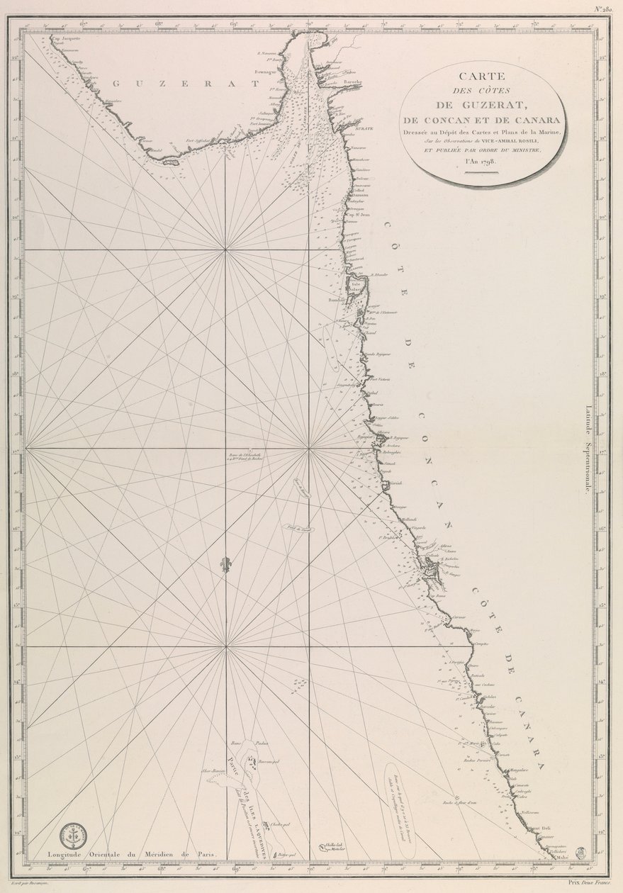 Karte der Küste von Gujarat von French School