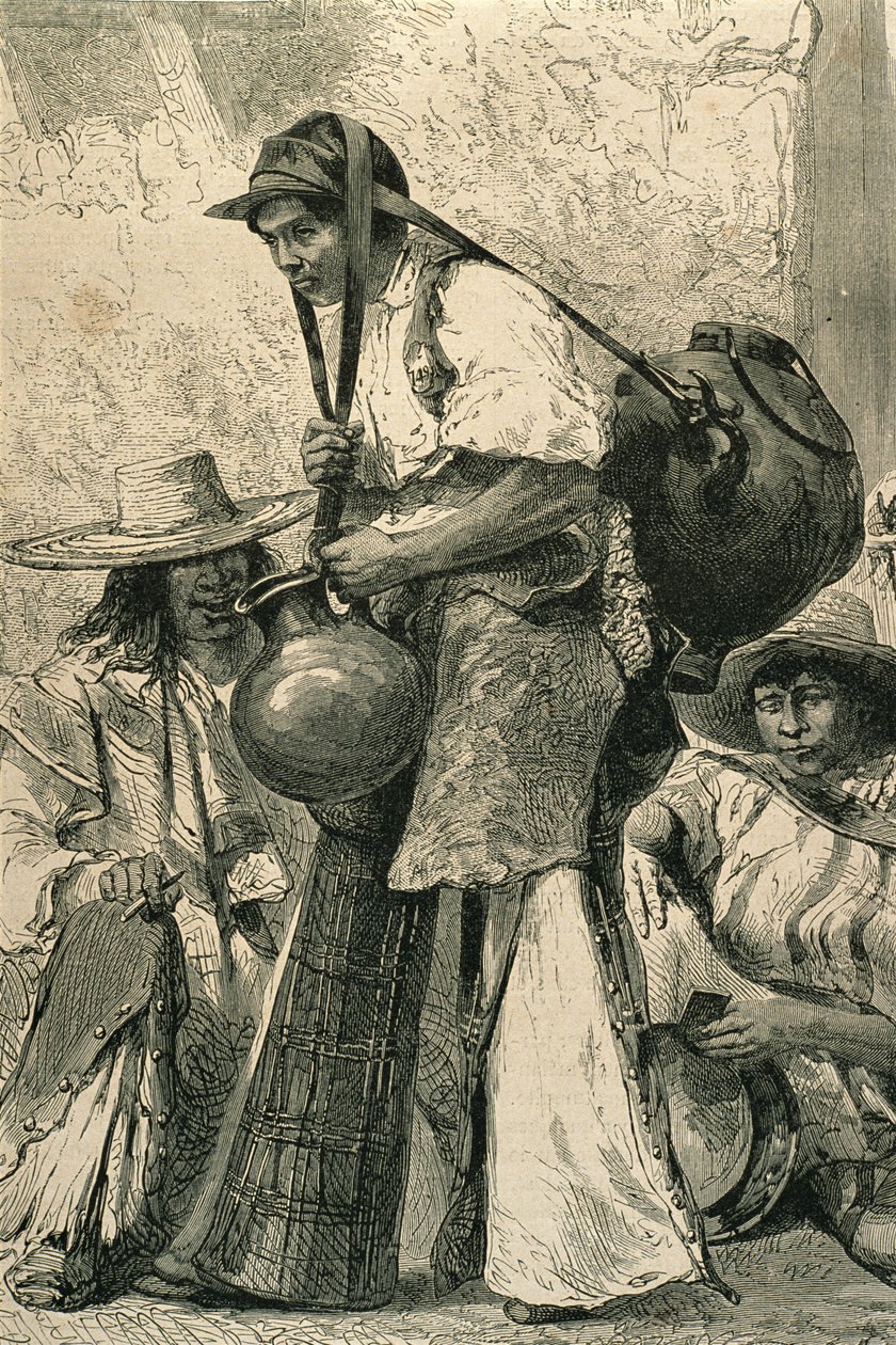 Bauern in Mexiko-Stadt, 1860er Jahre von French School
