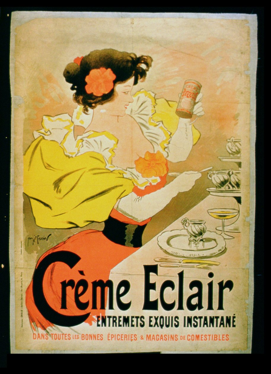 Plakatwerbung für Creme Eclair Instant Dessert von French School