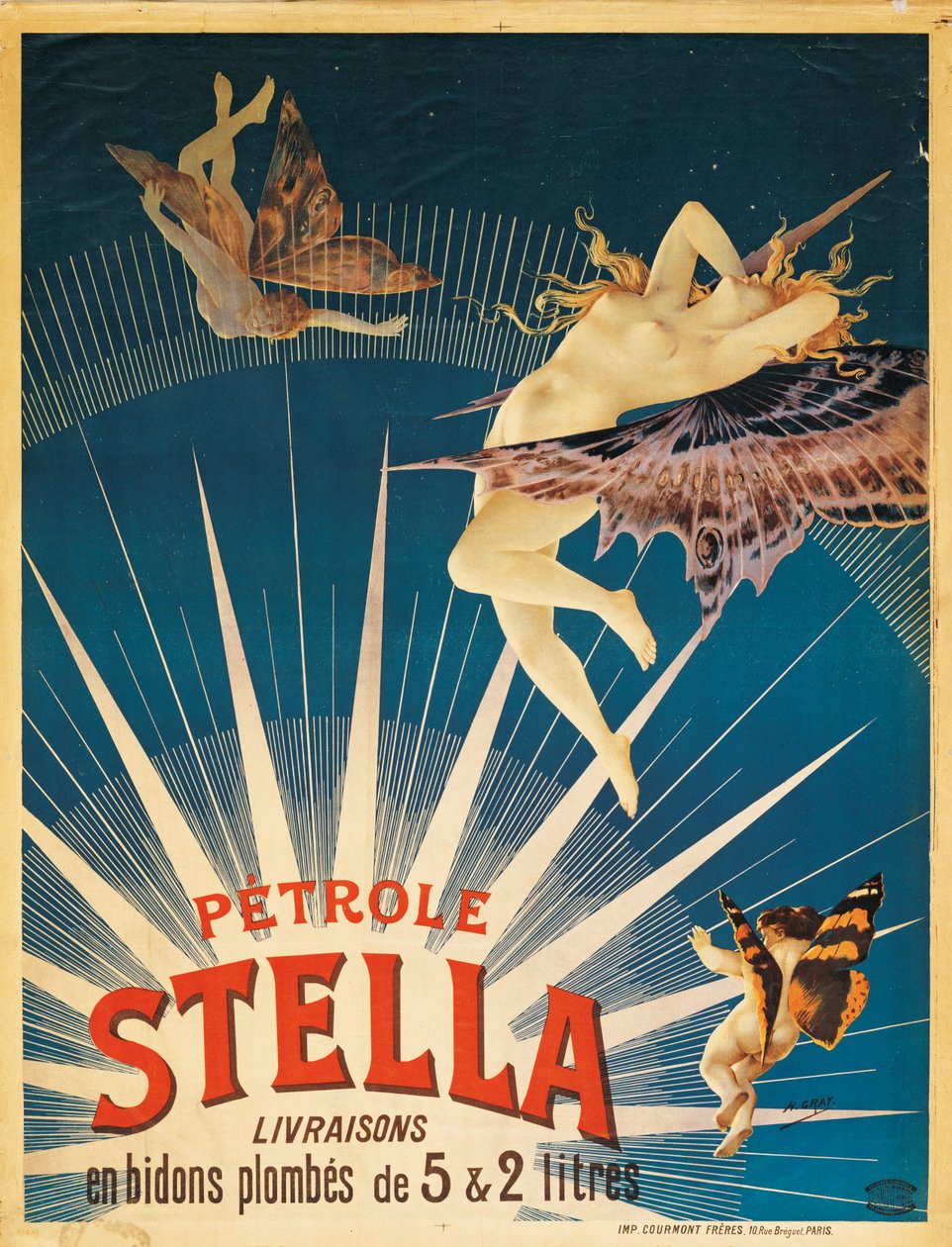 Plakat, das Stella-Benzin bewirbt, 1897 von French School