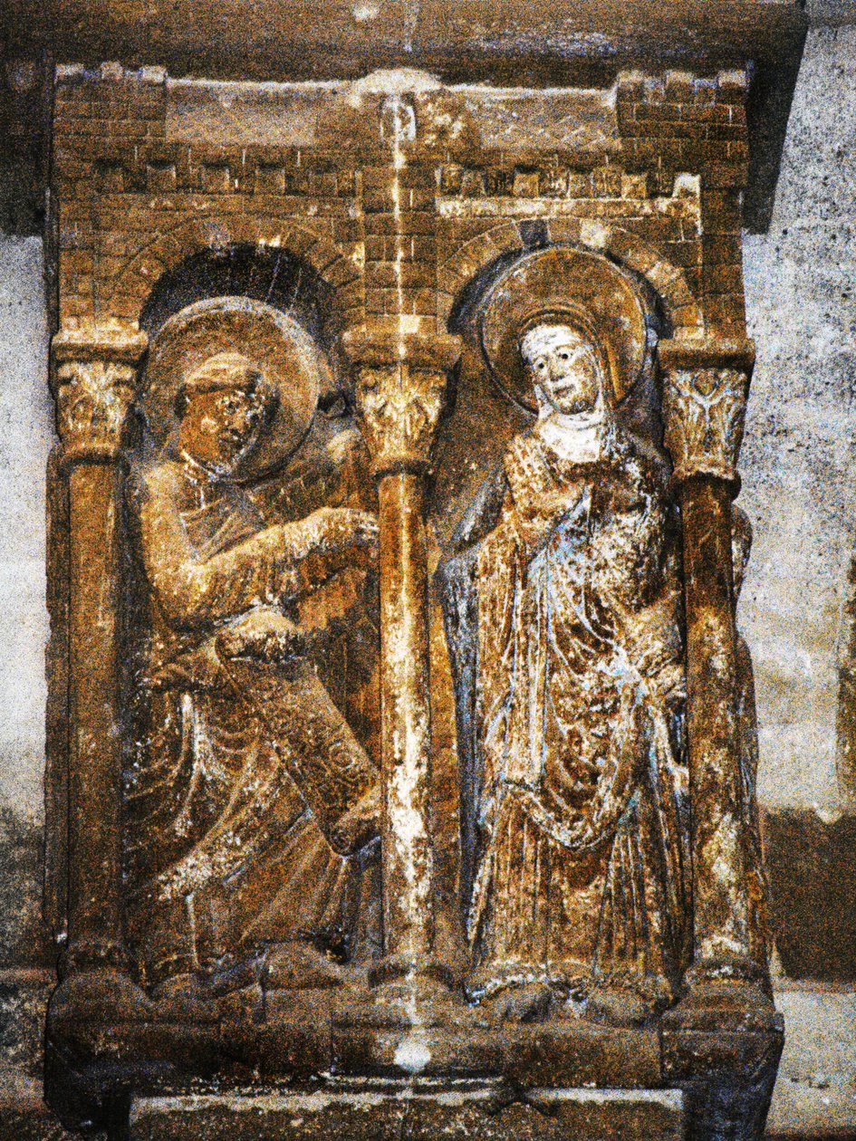 Relief von einem Kapitell, das die Verkündigung darstellt von French School