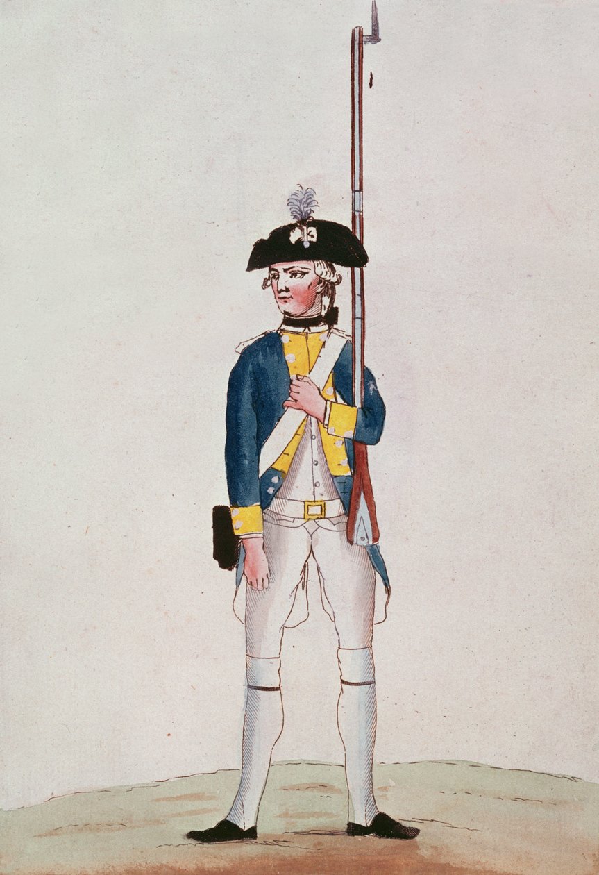 Soldat des Regiments Royal-Deux-Ponts, ca. 1780 von French School