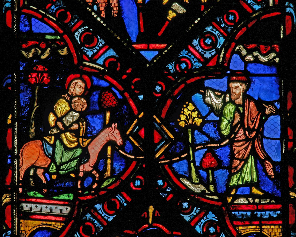 Fenster w0 mit der Flucht nach Ägypten von French School