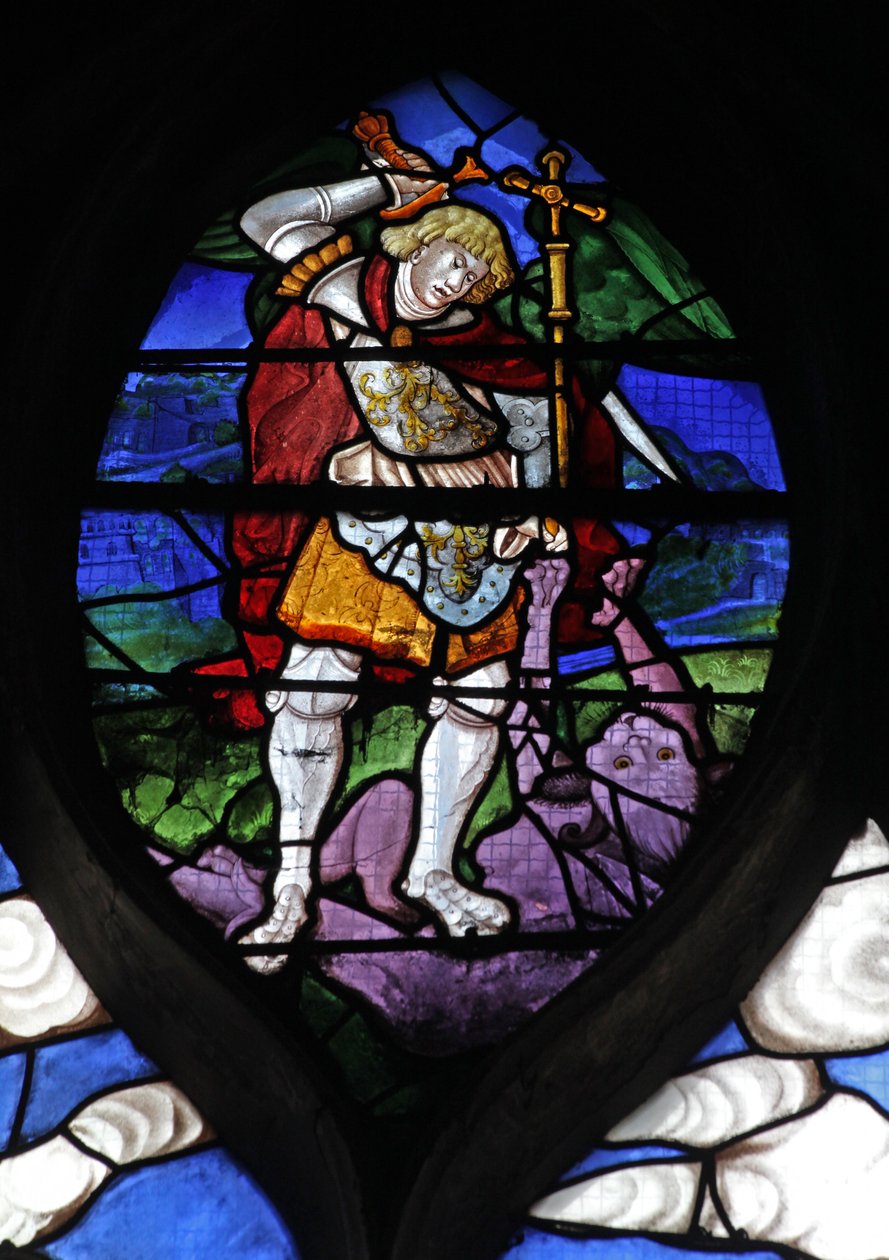 Fenster w10, das den Erzengel Michael darstellt von French School