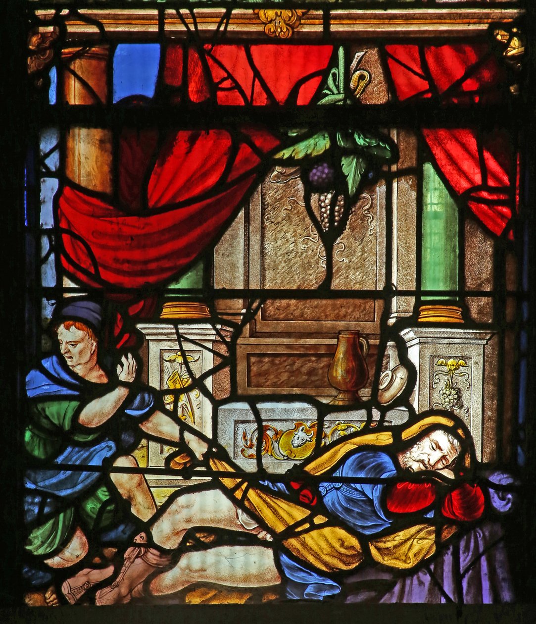 Fenster w40, das Noahs Schande darstellt von French School