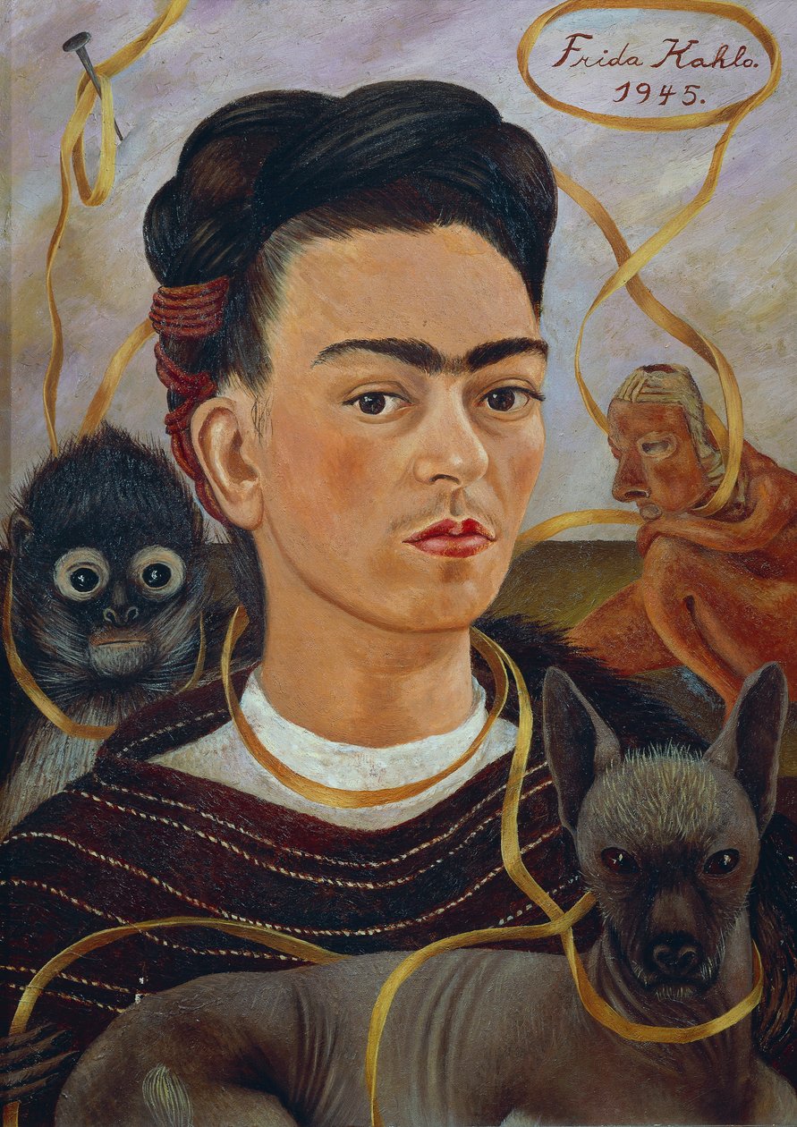 Selbstporträt mit Changuito von Frida Kahlo