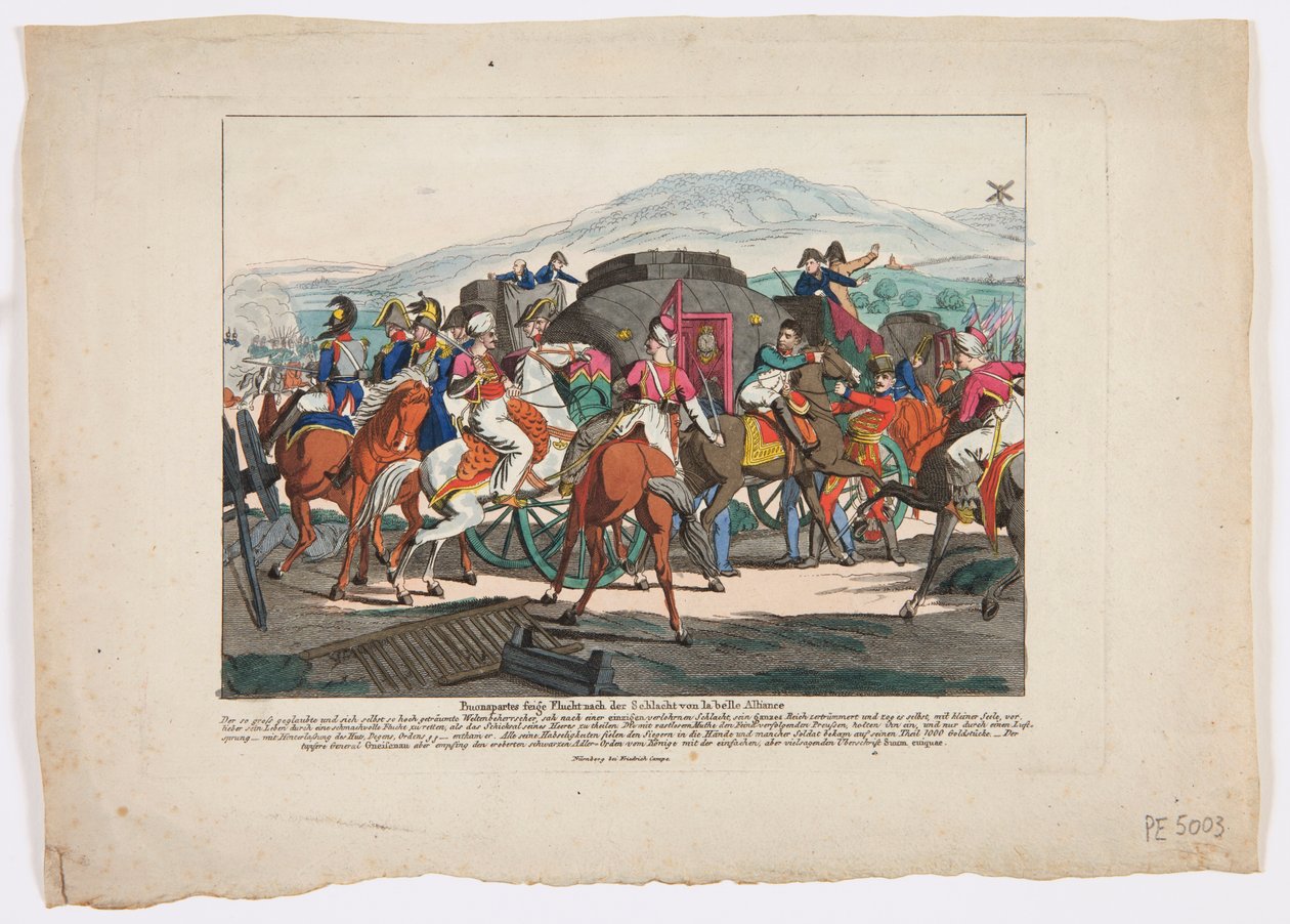 Die Flucht Napoleons von der Schlacht bei Waterloo, 1815 von Friedrich Campe