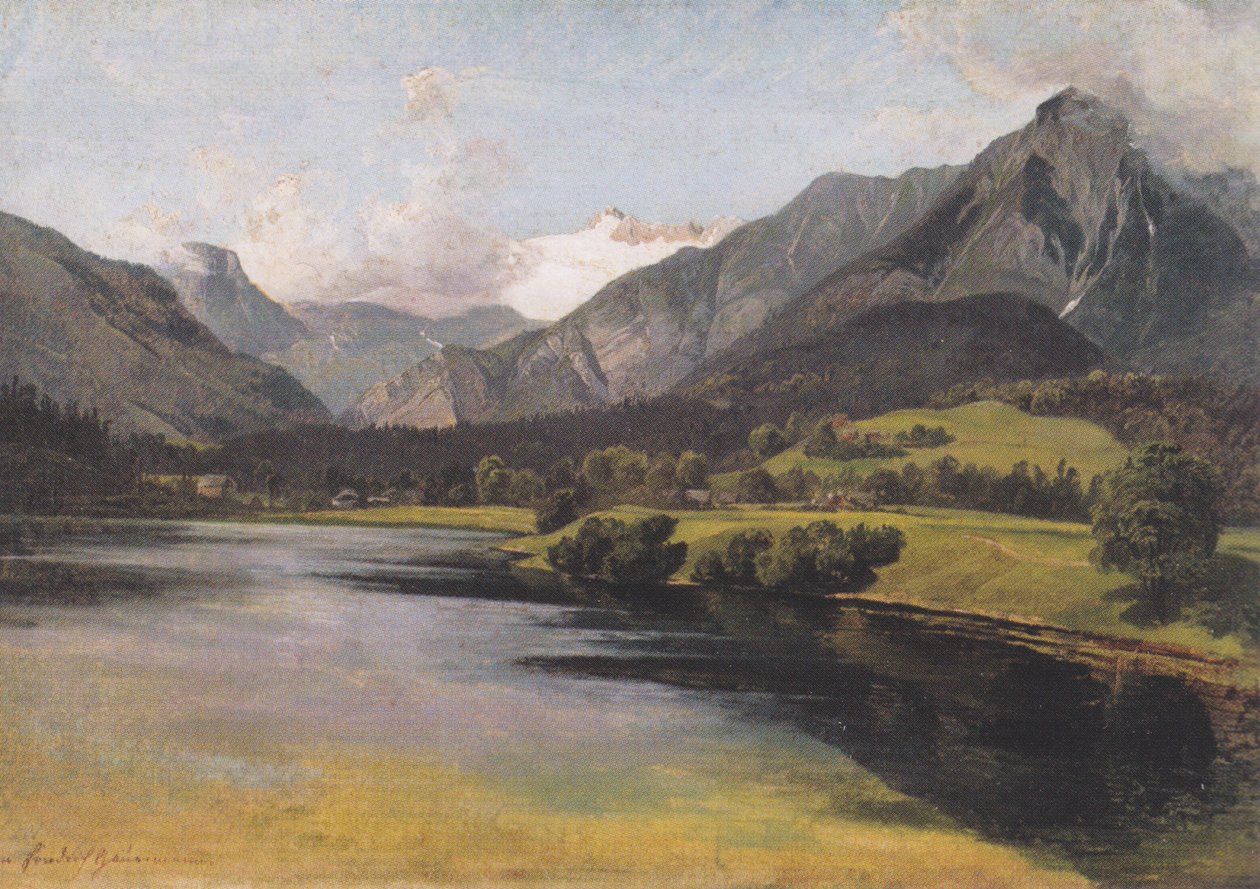 Der Altauseer See mit dem Dachstein von Friedrich Gauermann