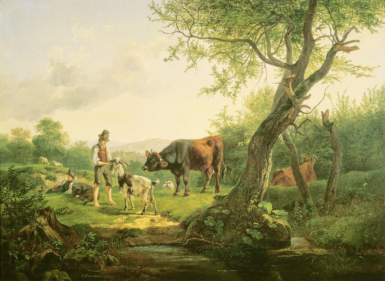 Landschaft mit einem Hirten, 1826 von Friedrich Gauermann