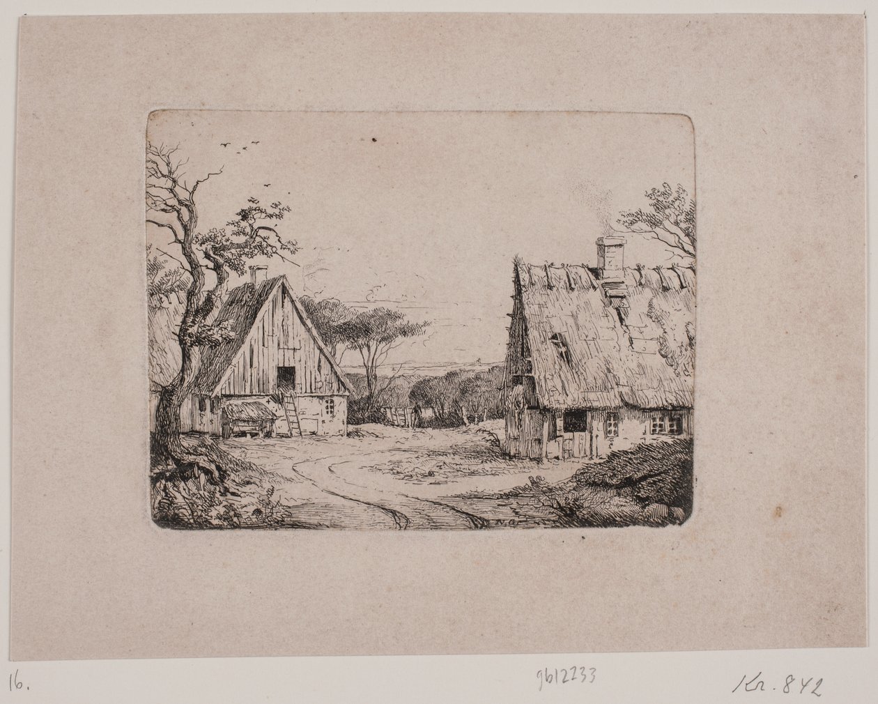 Landschaft mit zwei Bauernhäusern von Frits Grove