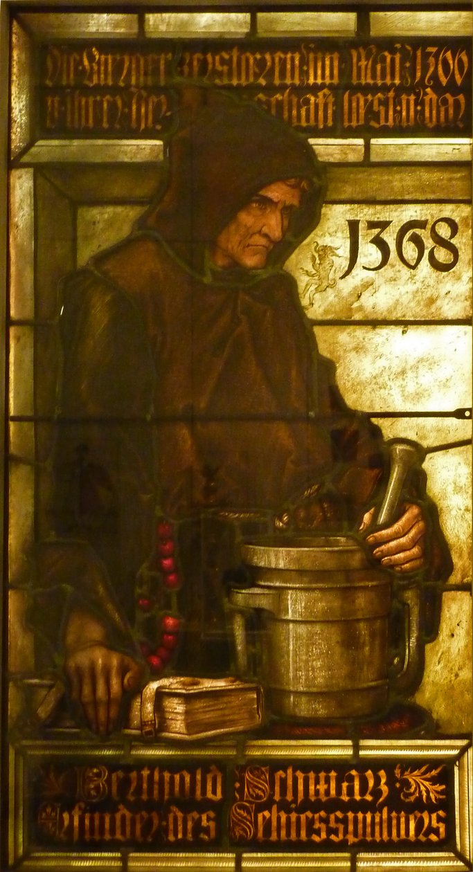 Berthold Schwarz, Erfinder des Schießpulvers, 1368 von Fritz Geiges
