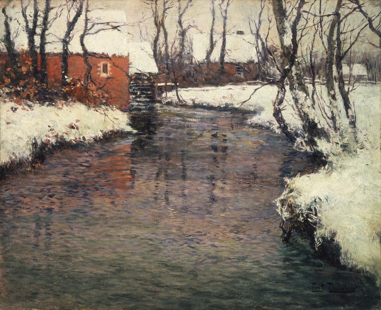 Eine Winterflusslandschaft von Fritz Thaulow