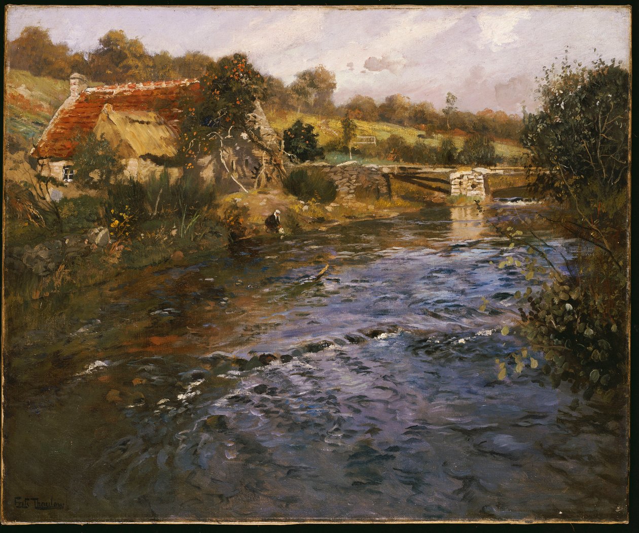 Flusslandschaft mit einer Wäscherin von Frits Thaulow