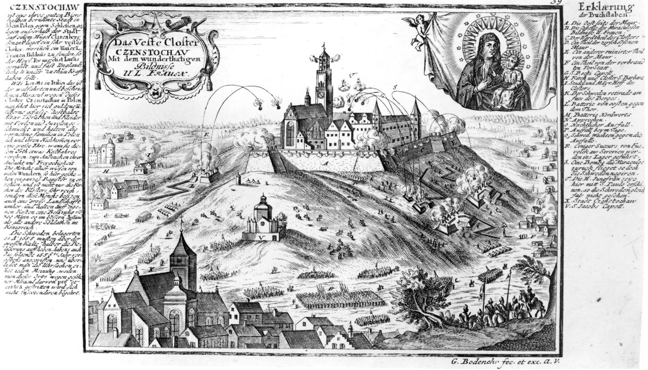Das Kloster Jasna Gora, Czestochowa, belagert von schwedischen Truppen im Jahr 1655 von Gabriel Bodenehr