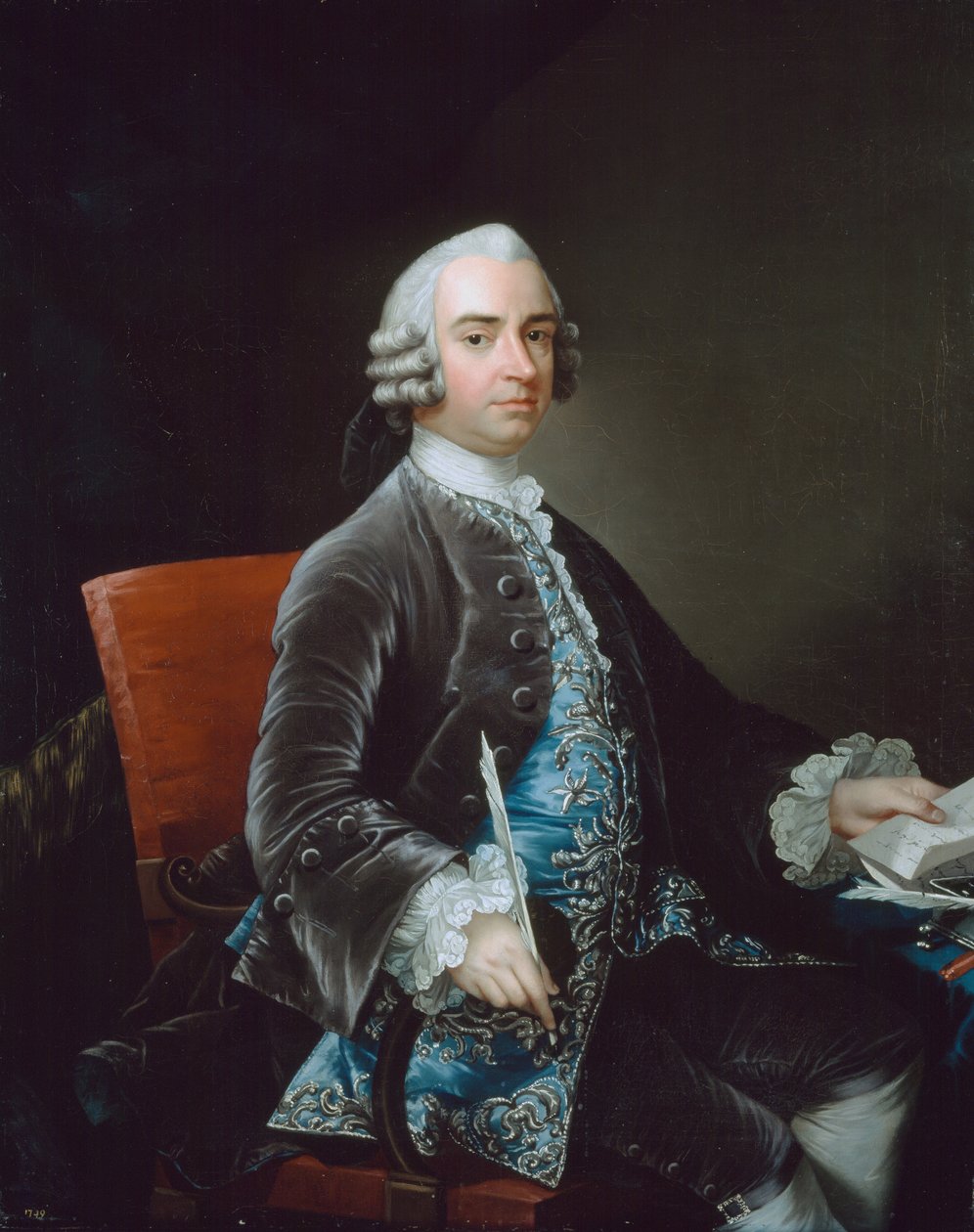 John Larpent (1710-97) Hauptschreiber des Norddepartements, 1749 von Gabriel Mathias