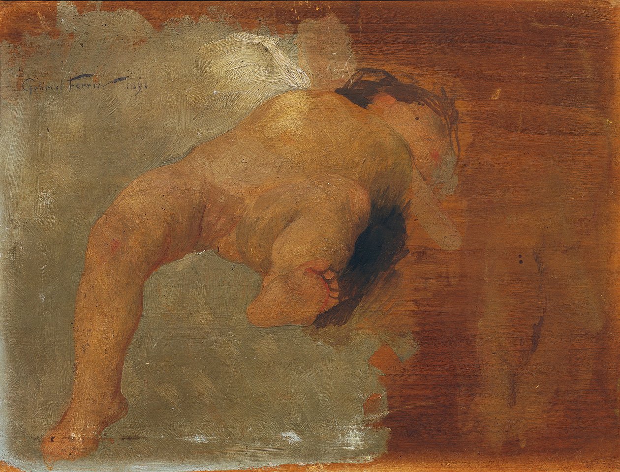Liegender Putto von Gabriel Ferrier