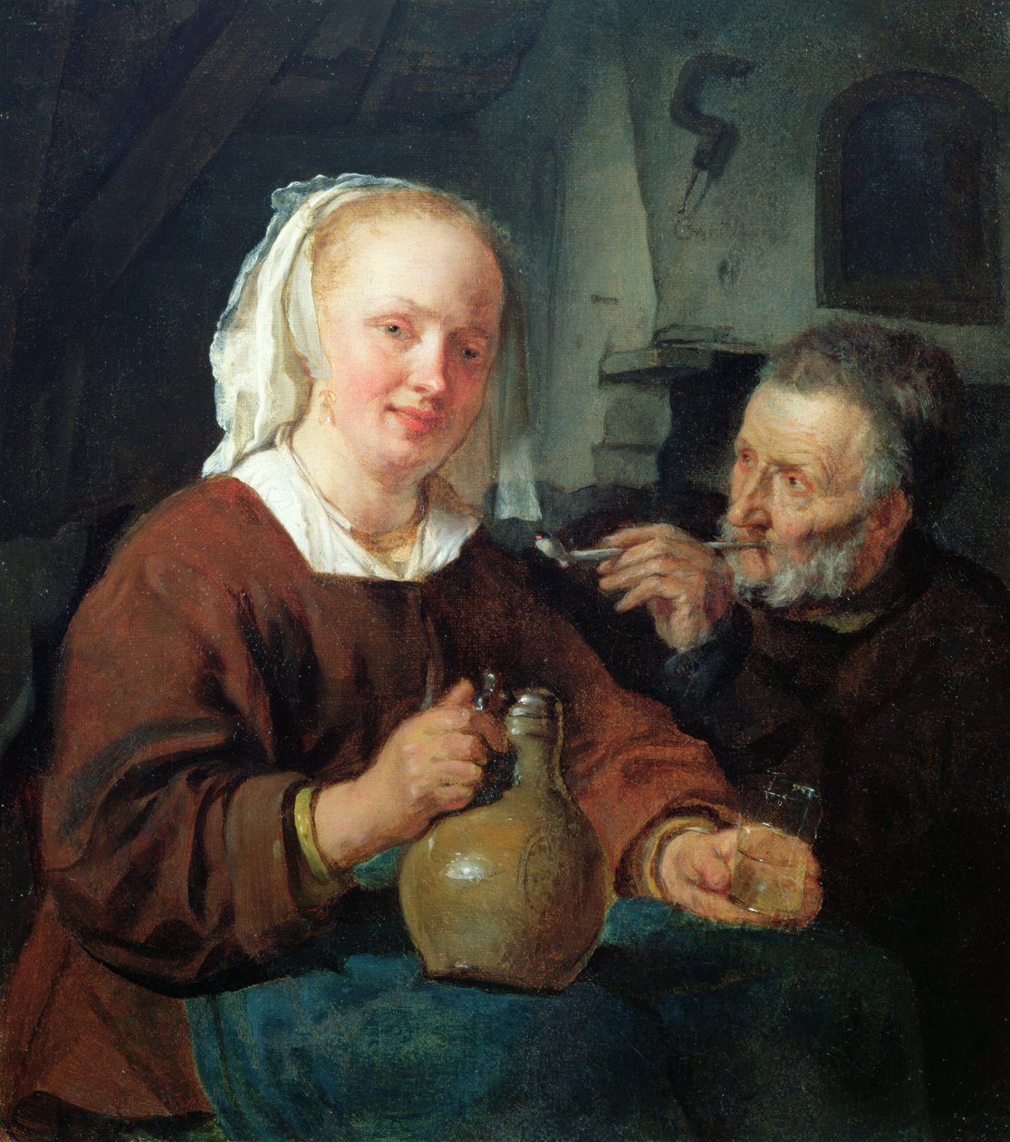 Ein Mann und eine Frau beim Wein von Gabriel Metsu