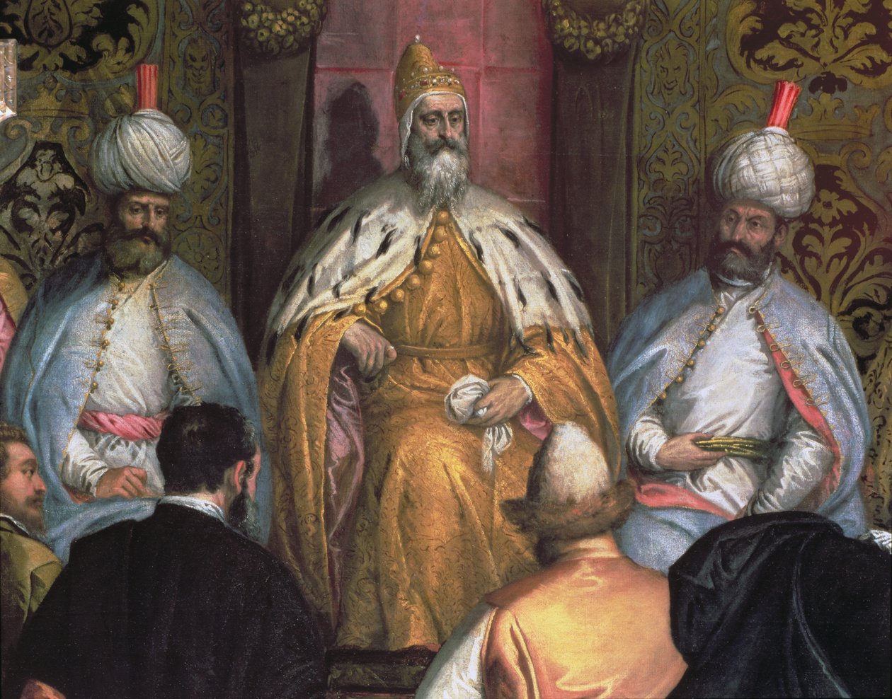 Der Doge Marino Grimani (regierte 1595-1605) empfängt den Botschafter von Persien (Detail) von Gabriele Caliari