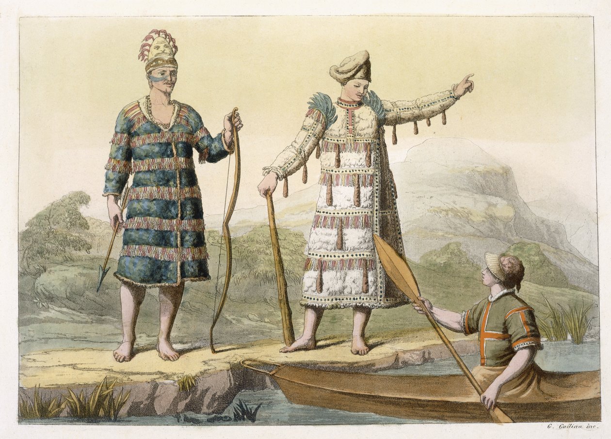 Alaskanischer Mann und Frau (Farbstich) von Gallo Gallina