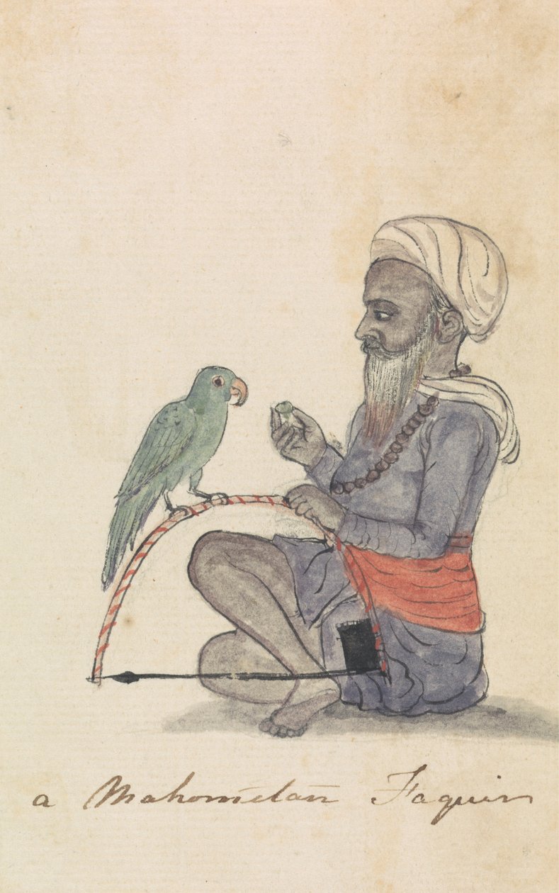 Ein Mohammedaner mit seinem Papagei von Gangaram Chintaman Tambat