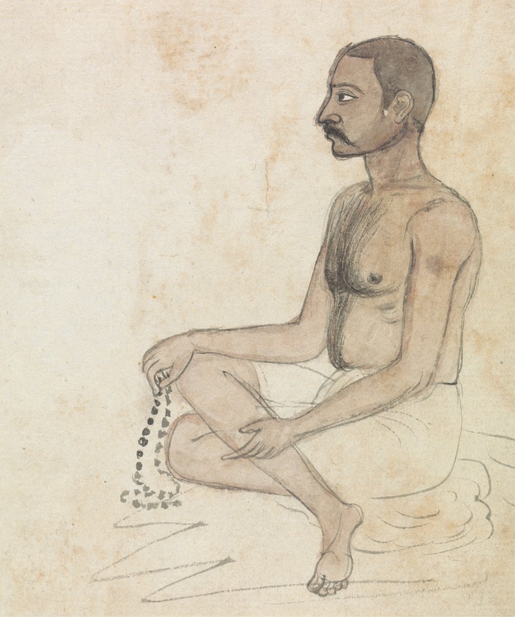Mann mit Gebetsperlen von Gangaram Chintaman Tambat