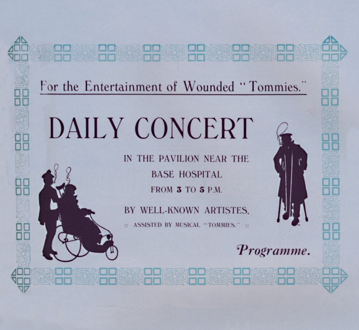 Werbung für ein Konzert, 1917 von Garratt and Atkinson