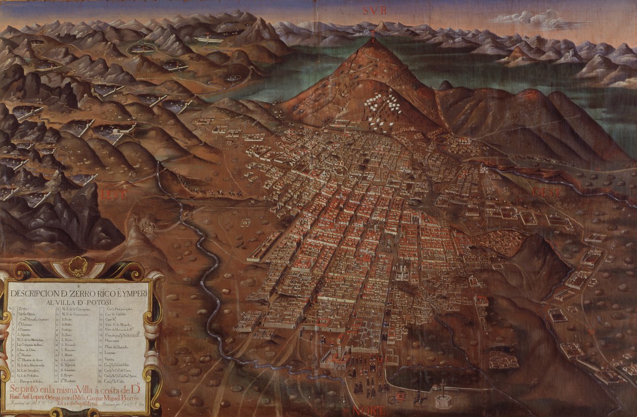 Beschreibung von Cerro Rico und der kaiserlichen Gemeinde Potosi, 1758 von Gaspar Miguel de Berrio