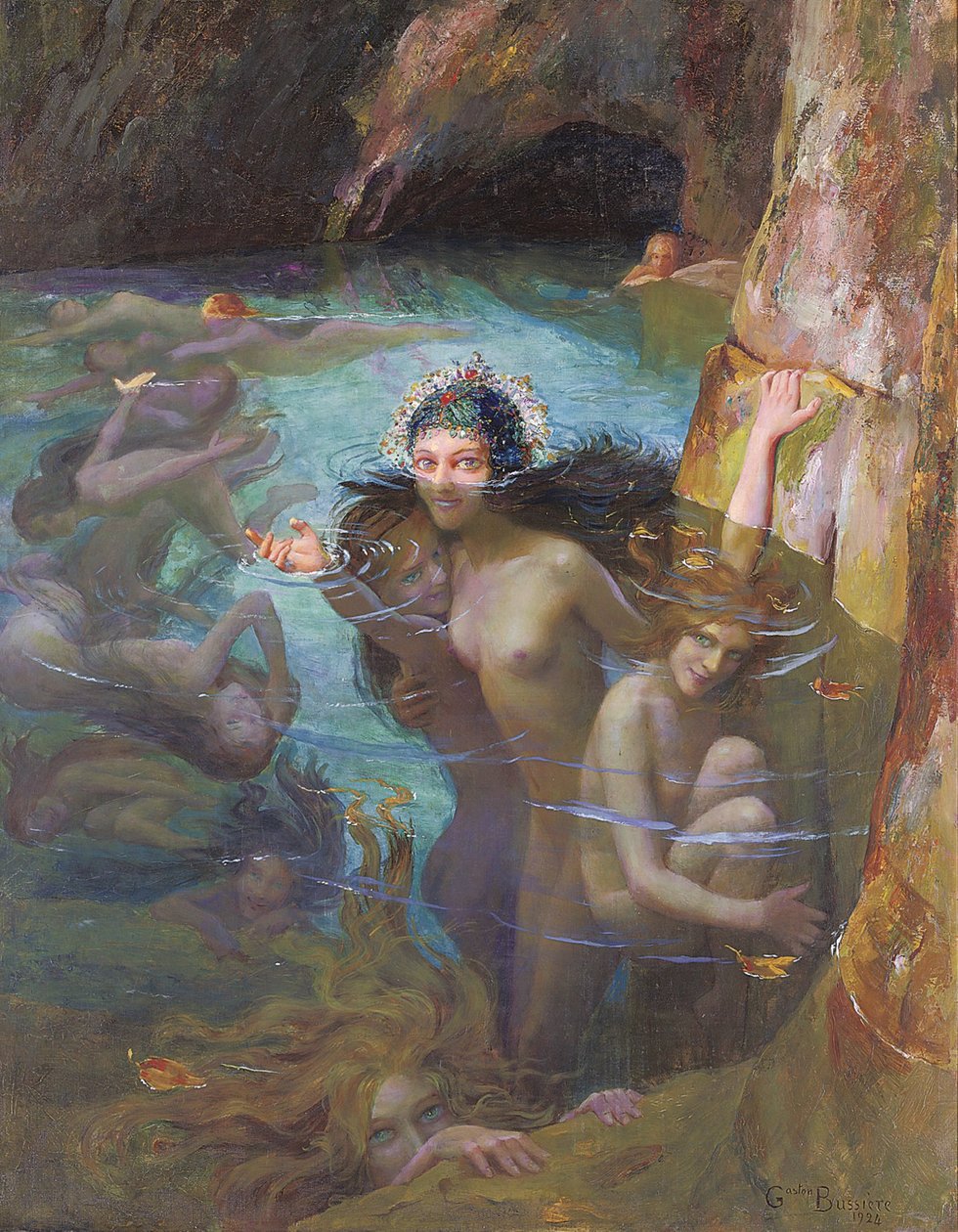Meernymphen in einer Grotte von Gaston Bussiere