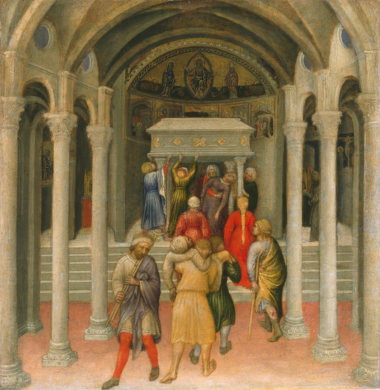 Die Kranken und Gebrechlichen geheilt am Grab von Sankt Nikolaus, 1425 (Tempera auf Holz) von Gentile da Fabriano