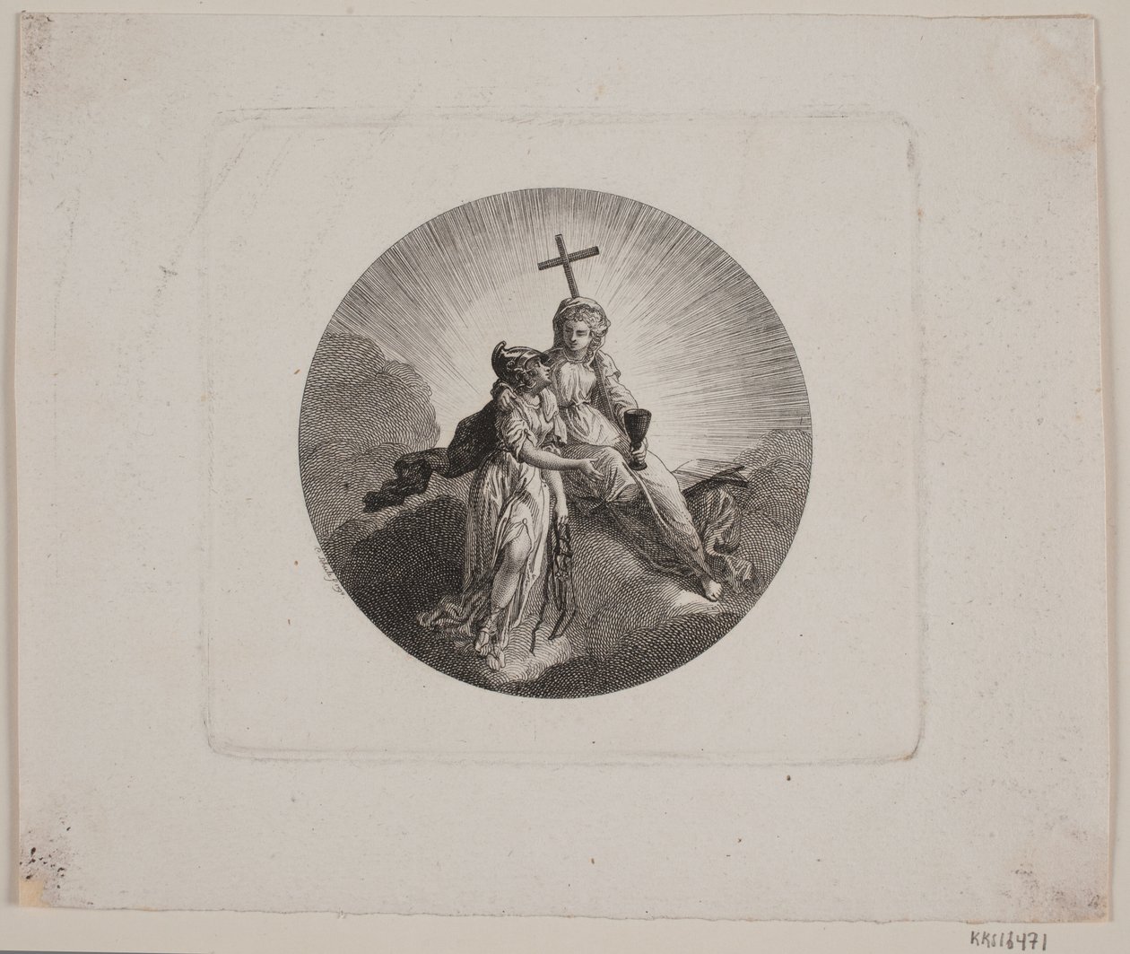 Vignette mit Glaube und Minerva von Georg Christian Schule