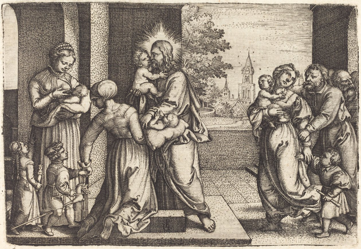 Christus umgeben von Kindern von Georg Pencz