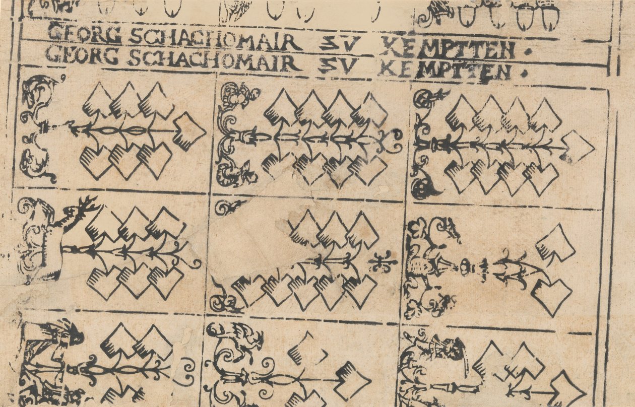 Blatt mit Spielkarten von Georg Schachomair