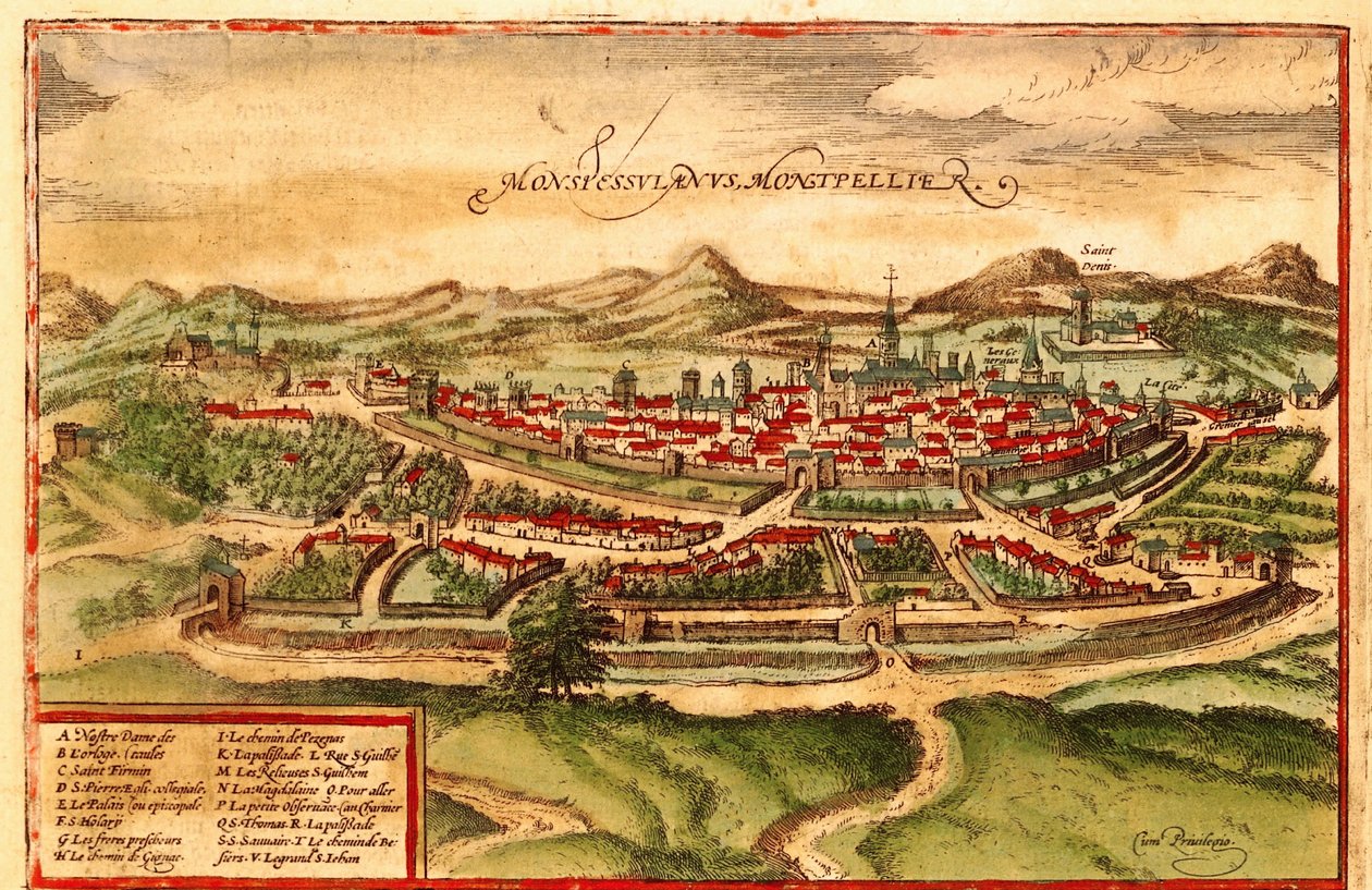 Montpellier, Frankreich von Georg and Hogenberg Franz (1535 90) Braun