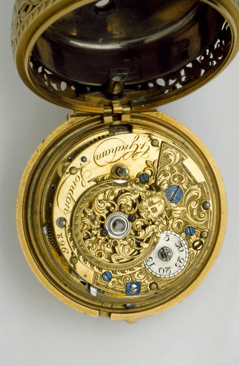 Goldene Zylinderuhr mit Viertelrepetition, 1744 von George , Moser, George Michael and Ward, John Graham