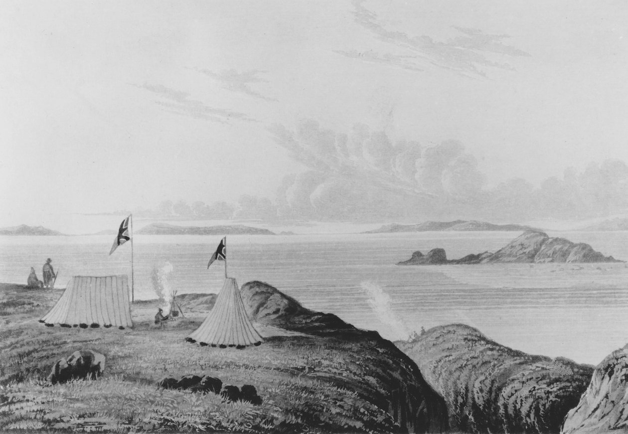 Ansicht des Arktischen Meeres vom Mündungsgebiet des Copper Mine River um Mitternacht, 1821 von George Back