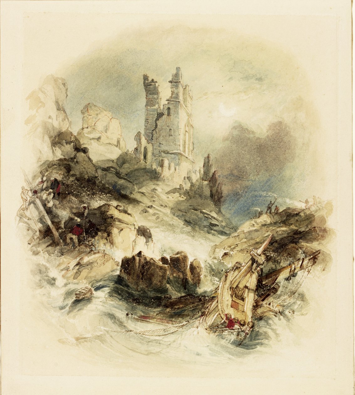 Schiffswrack vor Dunstanburgh Castle von George Balmer