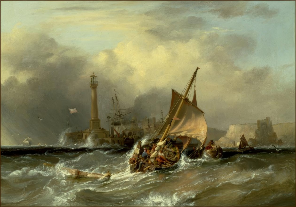 Schiffe in starker Strömung vor Margate von George Chambers