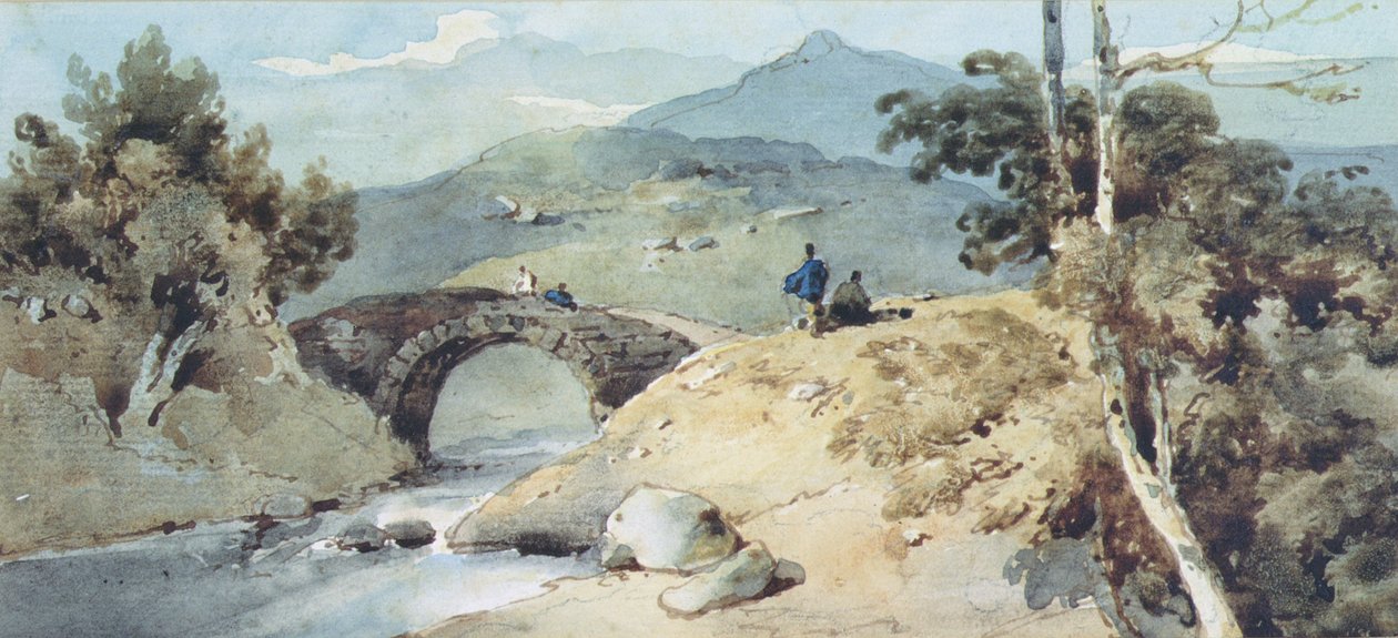 Chinesische Landschaft mit Brücke von George Chinnery