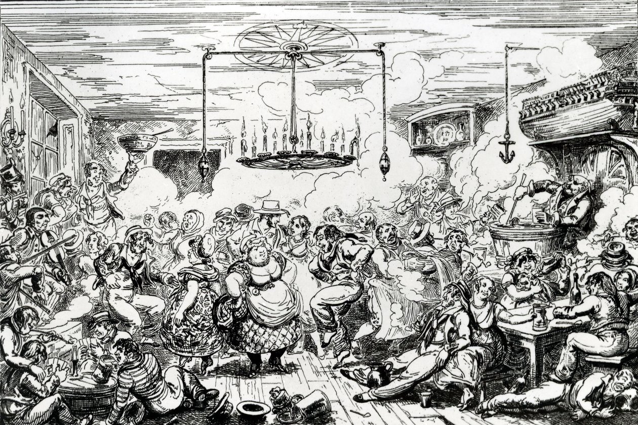 Matrosen beim Feiern, oder ein Blick in den Long Room, 1825 von George Cruikshank