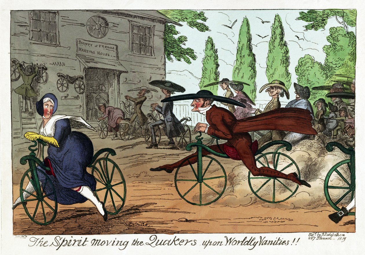 Der Geist bewegt die Quäker zu weltlichen Eitelkeiten!!, veröffentlicht 1819 von George Cruikshank