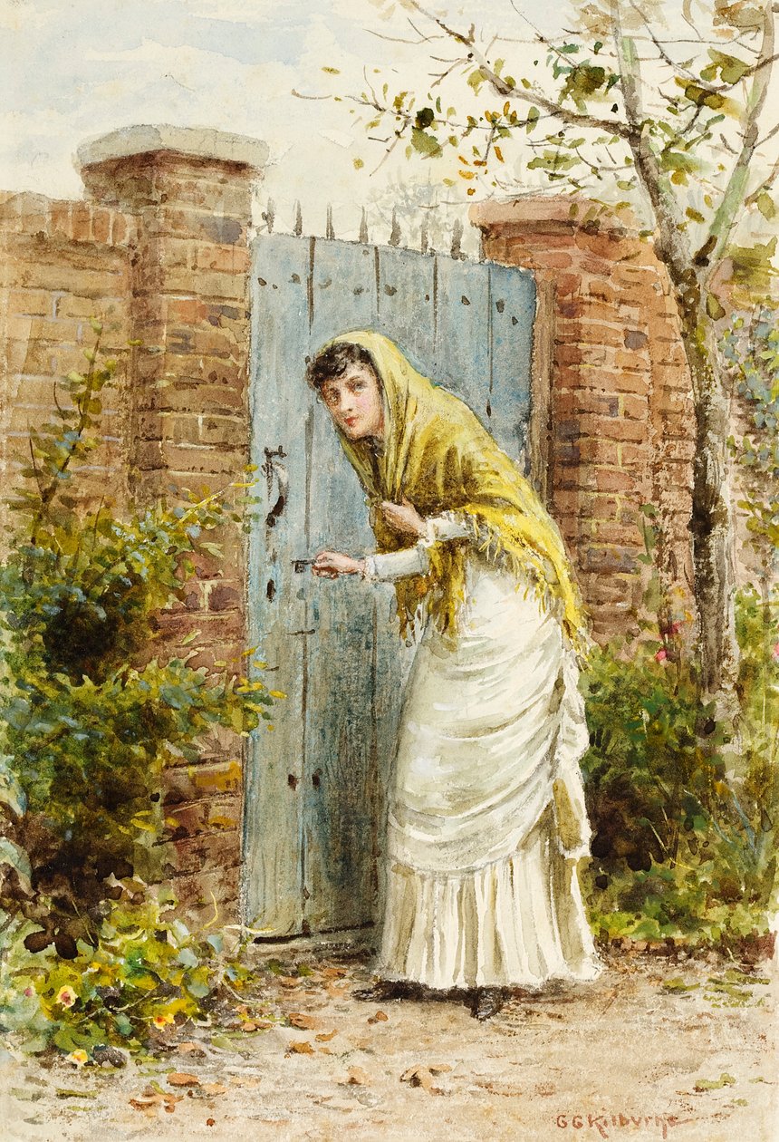 Mädchen am Tor von George Goodwin Kilburne