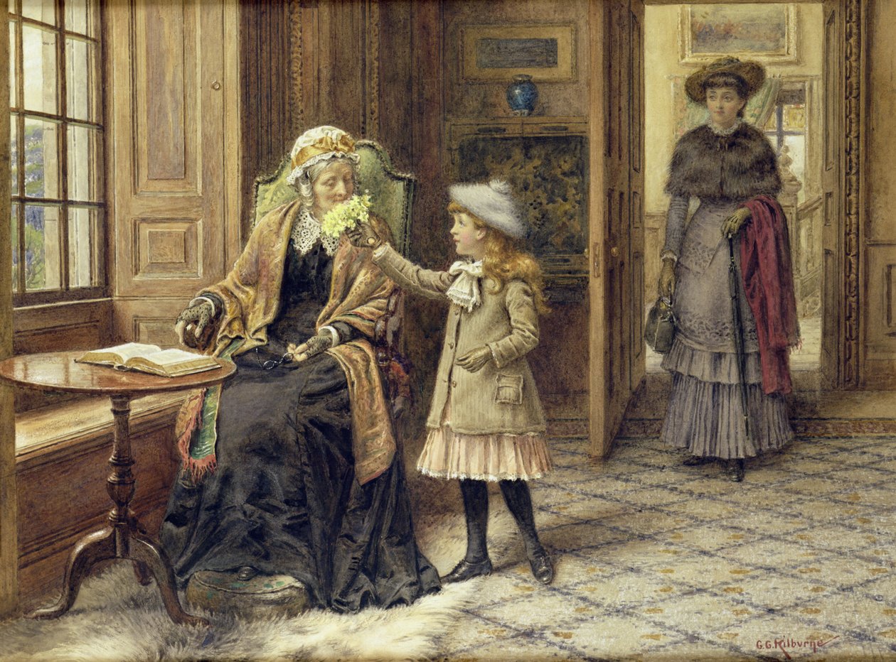 Blumenstrauß für Oma von George Goodwin Kilburne